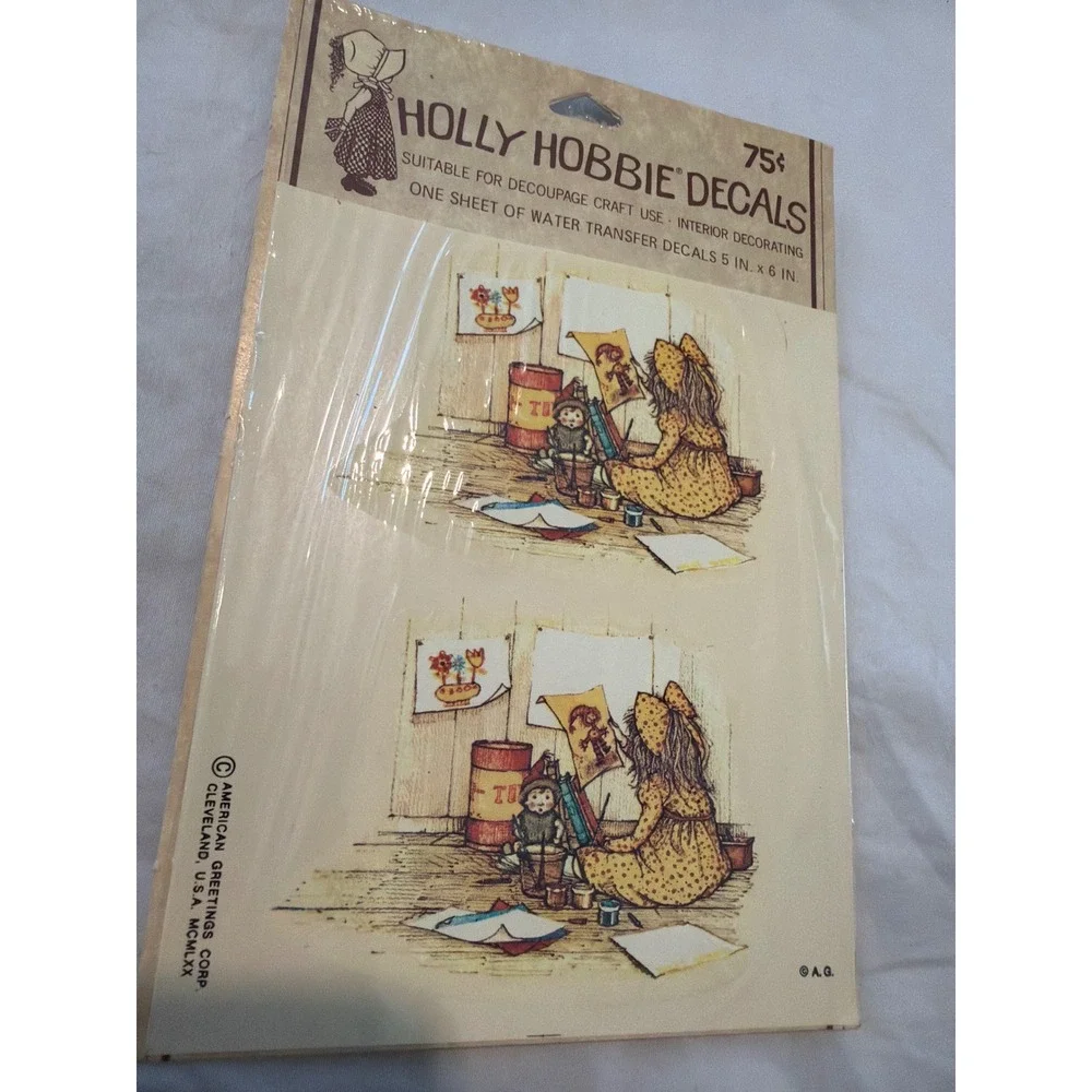 Vintage Holly Hobbie Decals 2 Pack Water Transfer 1970 1972 American Greetings